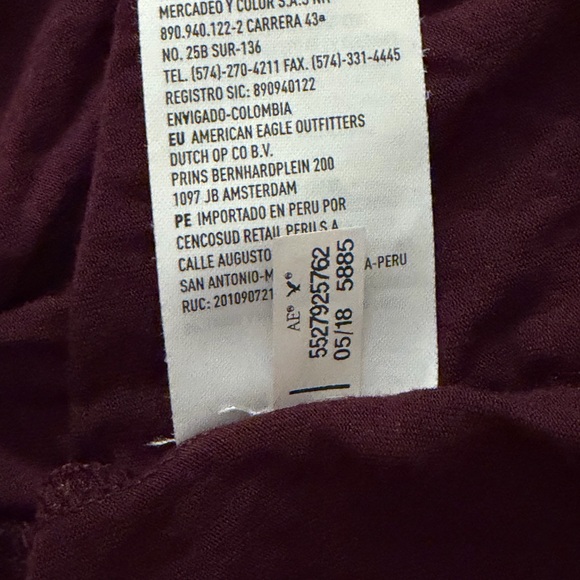 American Eagle Outfitters Burgundy Top with Blue Floral Embroidery- Size XS - Picture 8 of 8